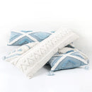 GobekUsa Blue Geometric Tufted Long Waist Pillowcase Set, 30x100cm