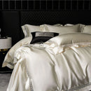 GobekUsa Brocade Lace Edge Egyptian Cotton Bedding Set - 4Pcs