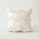 GobekUsa Beige Tufted Fringed Cushion Cover Cotton Linen Tassel Crochet Pillow Cover