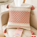 GobekUsa Blue Diamond Jacquard Tassel Cushion Cover 45x45cm