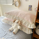 GobekUsa Korean Princess Style Cotton Bedding Set with Ruffles and Lace