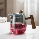 GobekUsa Glass Tea Pot with Wooden Handle - Heat Resistant, Chinese Kung Fu Tea Set