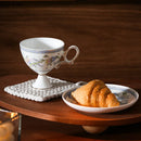 GobekUsa Gold Flower Ceramic Cup & Saucer Set - Elegant Goblet Mugs for Coffee, Tea, Juice