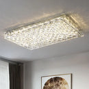 GobekUsa Crystal LED Ceiling Light | Color Changeable Square Silver | Rectangular Chrome Stainless Steel