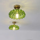 GobekUsa Green Glass LED Ceiling Light Modern Iron Copper Lampara Techo for Home Decor