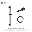 GobekUsa Black Shower Slider Adjustable Rail Set 3 Functions Simple Style 1.5M Hose