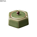 GobekUsa Geometric Green Ceramic Ashtray - Desk Decoration and Smoking Accessory