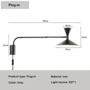GobekUsa Adjustable Long Arm Wall Lamp for Reading, Bedroom, LED Minimalist Swing Lighting