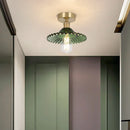 GobekUsa Green Glass Copper Ceiling Light Fixture Balcony Kitchen Modern LED Lamp