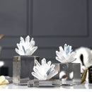 GobekUsa Crystal Flower Marble Base Sculpture: Modern Artwork for Living Room Decor