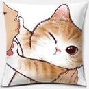 GobekUsa Cute Cat Kiss Love Cartoon Pillowcase for Home Decor