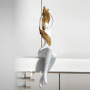 GobekUsa Large Nude Feathered Body Sculpture | Modern Abstract Sitting Figurine Statues