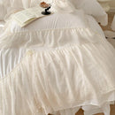 GobekUsa French Princess Wedding Bedding Set, Cozy Queen King Size Duvet Cover, Bed Sheet