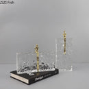 GobekUsa Golden Thinker Ice Crystal Sculpture: Abstract Figure on Crystal Base