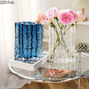 GobekUsa Clear Ice Vase for Hydroponic Flowers Desk Decor Bouquets Minimalist Floral Arrangement Modern Glass Pot