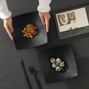 GobekUsa 7.5 Inch Square Black Matte Ceramic Dining Plate