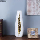 GobekUsa Gold Feather Vase & Artificial Flowers Set - Modern Home Decor