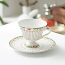 GobekUsa Gold-Striped Ceramic Cup & Saucer Set for Dining Table Coffee Milk Tea Juice