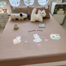 GobekUsa Cartoon Embroidered Fitted Sheet for Single Bed - All-Season Comfort