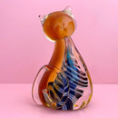 GobekUsa Hand Blown Glass Cat Figurine, Modern Art Crystal Sculpture, Cute Ornament