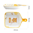 GobekUsa Little Bee Ceramic Plate with Handle: Multifunctional Baking Tray for Desserts & Snacks