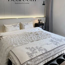 GobekUsa French Embroidered Cotton Bedding Set Queen Duvet Cover Luxury 100s, High-End Quality