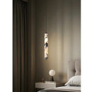 Black Natural Stone Cylinder Pendant Light