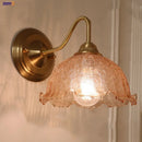 GobekUsa Amber Flower Glass LED Wall Sconce for Living Room, Cafe, Bathroom Vanity