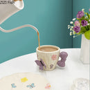 GobekUsa Bowknot Ceramic Cup & Saucer Set for Dining Table and Coffee - Tea & Juice Mug