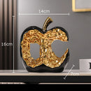 GobekUsa Ceramic Apple Sculpture Desk Decoration - Gold-plated Hollow Out Craft, Room Aesthetic Ornament