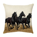 GobekUsa Galloping Horse Pillowcase: Wild Horse Print Linen Cushion Cover for Home Decoration