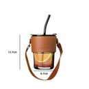 GobekUsa 450ml Glass Coffee Cup with Lid and Straw | Stylish Heat-Resistant Glass Mug
