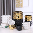 GobekUsa Gold Ceramic Flower Pot Geometry Vase for Succulents and Floral Arrangements