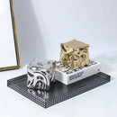 GobekUsa Gold Ceramic Geometric Irregular Fold Pattern Decorative Figurine
