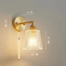 GobekUsa Clear Glass LED Wall Light Copper Pull Chain Switch Modern Wandlamp