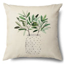 GobekUsa Green Leaves Decorative Pillow Case - Simple Style Cotton Linen Sofa Cushion Cover