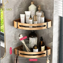 GobekUsa Gold Bathroom Corner Shelf: Wall-Mounted Triangle Storage Rack for Toiletries