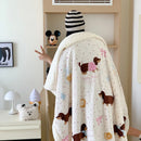GobekUsa Lamb Nap Cartoon Coral Velvet Blanket: Super Soft, Thick, and Cute for Winter