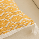 GobekUsa Geometric Tufted Cushion Cover with Crochet Tassels - Nordic Yellow Striped Pillow Cover