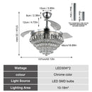 GobekUsa Crystal Ceiling Fan with LED Light and Remote Control