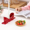 GobekUsa Bowknot Ceramic Candle Holder Desk Decoration Romantic Candlestick Aesthetic Decor
