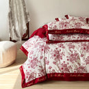 GobekUsa Cotton Wide Edge Bedding Sets with Embroidered Comforter Kit for Four Seasons