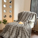 GobekUsa Cozy Bubble Faux Rabbit Fur Blanket: Warm Sofa & Bed Cover for All Seasons