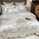 GobekUsa Gold Feather Embroidery Egyptian Cotton Patchwork Bedding Set