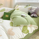 GobekUsa Cartoon Heart Floral Print Duvet Set with Bed Sheet & Pillowcases
