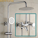 GobekUsa Bathroom Rainfall Shower Faucet Set with Hand Sprayer - Wall Mounted Chrome Copper