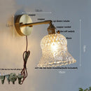 GobekUsa Amber Flower Glass Wall Light Fixture with Pull Chain Switch