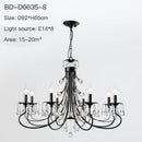 GobekUsa Crystal Chandelier: Modern Black E14 Candle Pendent Lamp for Living Room