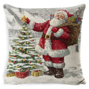 GobekUsa Christmas Snowman & Santa Claus Linen Pillow Cover for Festive Living Room Decor