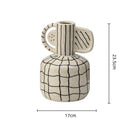GobekUsa Geometric Line Ceramic Vase Flowerpot Tray Home Decor Accessory
